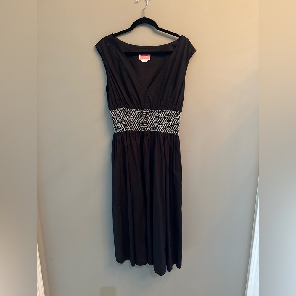 kate spade Black Maxi Dress with White Patterned Waistband